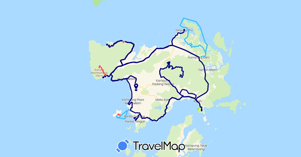 TravelMap itinerary: driving, hiking, boat, chauffeur privé in Malaysia (Asia)