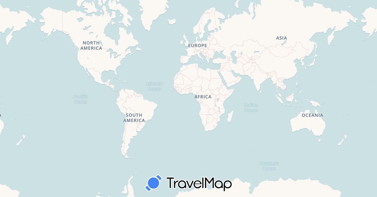 TravelMap itinerary: driving, plane in Costa Rica, France (Europe, North America)